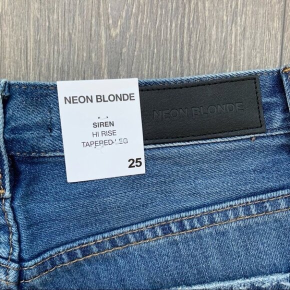 Free People Neon Blonde Jeans Siren High Rise Tapered Straight leg Distressed - Picture 12 of 16